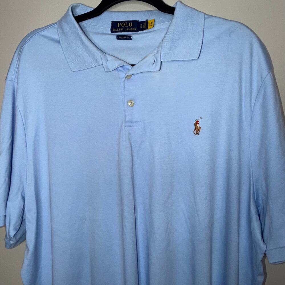 Polo Ralph Lauren Classic Fit Mens Size XL Light Blue Soft Short Sleeve Polo